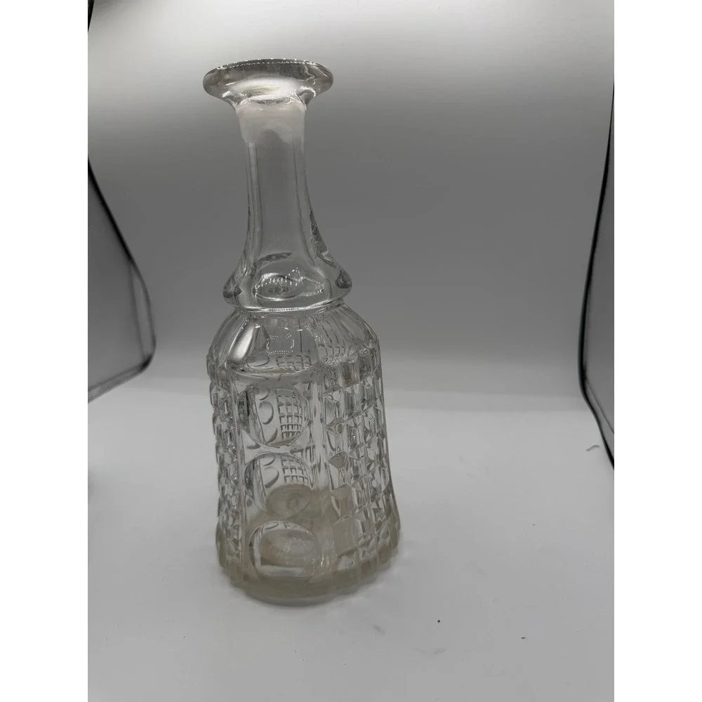 Antique EAPG Boston Sandwich‎ Glass Waffle & Thumbprint Bar Bottle
